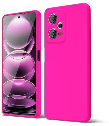 oakxco für Xiaomi Redmi Note 12 Pro 5G Hülle Silikon Case, Dünn Gummi Gel Original Farbig Schutz Handyhülle, Weich Slim Matt Leicht TPU Stoßfest Kameraschutz Schutzhülle Schale, Neon Pink