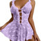 HOTSO Femmes Dentelle Lingerie Sexy Gaze Une Pièce Lingerie Sexy Cami Sheer et Short Ensembles Femmes Enceintes Schiere Mesh Vêtements de Nuit Romantique Lingerie Femme Date, lilas, L-XL