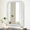 Espejo de pared con marco de madera blanca de 65 x 45 cm, espejo rectangular redondeado grande rústico para dormitorio, baño, sala de estar, espejo de tocador para colgar
