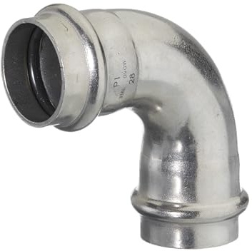 zbs24 Pressfittings Edelstahl Inox, Bogen 28mm 90° I/I mit Dichtungen für Heizung und Trinkwasser, V-Press-Kontur, DVGW geprüft