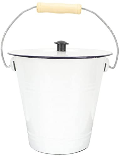 Luxshiny Emaille Eimer Mit Deckel Robuster Wasser Und Milchbehälter Ca Multifunktionale Aufbewahrungslösung Für Zuhause Garten Und Camping Vintage-stil Lebensmittelecht Mit Henkel