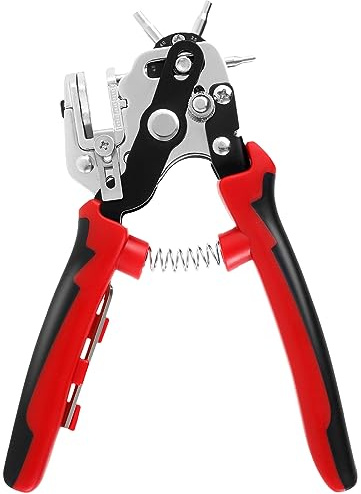Lochzange für Leder 360° Revolverlochzange Hebelübersetzung Leder Lochzange mit 6 Locher 2,0, 2,5, 3,0, 3,5, 4,0, 4,5 mm Lochzange für Ledergürtel Schuhe Gummi Kunsthandwerk Kragen(schwarz)