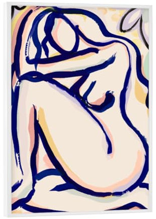 artboxONE Poster mit weiem Rahmen 18x13 cm Floral Akt Im Blumengarten - Bild portrait feminin frau
