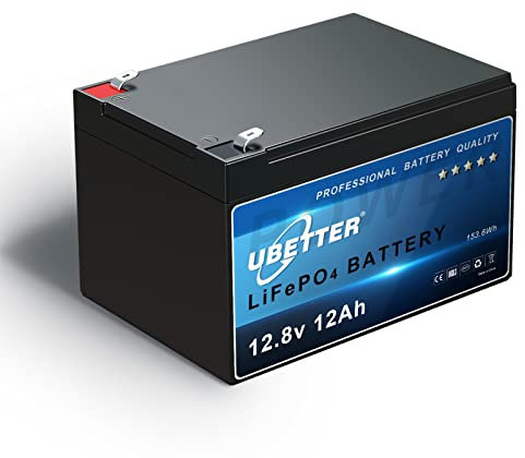 UBETTER 12V 12AH LiFePO4 Akku Wiederaufladbarer 12V Lithium Batterie 12Ah mit 12A BMS Deep Cycle LiFePO4 Batterie Perfekt für Solarstromanlagen, Kinderroller, Fischfinder