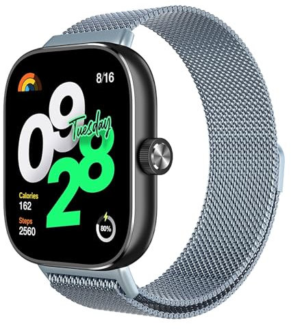 Astorgos Cinturino in Metallo Compatibile con Redmi Watch 5/Redmi Watch 4/Xiaomi Smart Band 9 Pro/8 Pro, Cinturino Magnetico in Maglia Milanese, Cinturino in Acciaio Inox per Donna Uomo, Grigio Spazio