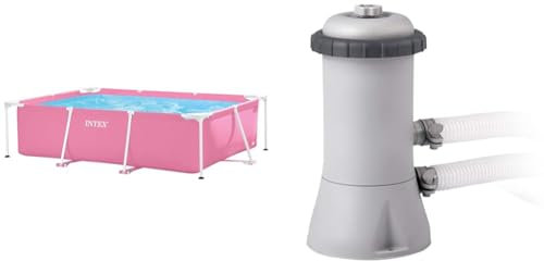 Intex 55256 - Piscina Desmontable Small Frame Familiar Rosa 220x150x60cm & 28604 - Depuradora Cartucho Filtros Tipo A, 2.006 l/h, 1 Unidad (Paquete de 1)