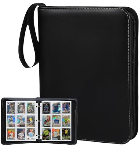 Aischens Álbum de Cartas Coleccionables Magic, 9 bolsillos 50 Paginas Extraíbles 900 Tarjetas, Album Cromos Carpeta de Tarjetas con Cremallera, Album para Coleccion de Tarjetas, Cartas de Futbol