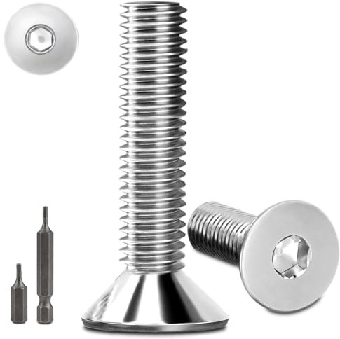 Lot de 150 vis à tête fraisée en acier inoxydable M3 x 10 mm à six pans creux M3 Vis à tête fraisée avec 2 vis hexagonales Prise Vis filetée DIN 7991/ISO 10642 (argenté)