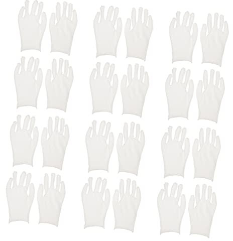 Yardenfun 12 Paar Feuchtigkeitsspendende Handschuhe Stretch-spezialhandschuh Für Formelle Anlässe Handschuhe Für Die Handpflege Kunst Arbeitshandschuh Staubfreie Handschuhe Weiß