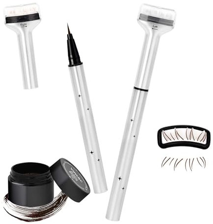 GEMERRY Tampon pour cils inférieurs outil de maquillage des yeux avec encre ensemble de tampons pour cils et eye-liner 2 en 1 avec encre (Marron)