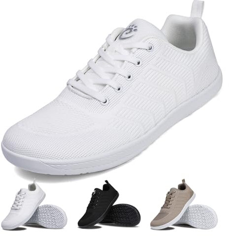 WEXITO Barefoot Femme Chaussures Minimalistes Homme Pieds Larges Nus Baskets Shoes Fitness Orthopedique Marche Sport Deadlift Légères Respirant Antidérapant Blanc 38