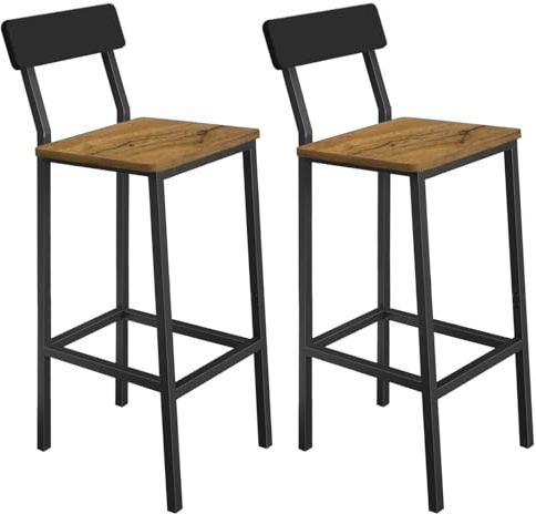 Begryf, Küchenstühle, Stehhocker, Barhocker, Barhocker Holz, Küchenhocker, Barstuhl, Hocker mit Rückenlehne, Stabiler Hochstuhl für Küche Bar Theke, Industrial Design, modern & komfortabel