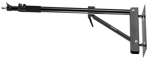 Bresser Support Mural Réglable 79–148cm pour Caméra Lumière Softbox Jusqu’à 7kg, Aluminium, pivotant 180°, vis, Chevilles et Velcro Inclus