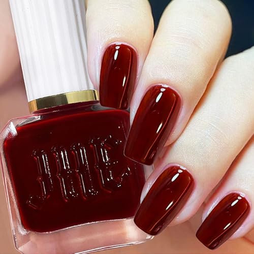Jelly Red Nail Polish, Red Nail Varnish, No Need Nail Lamp Translucent Nude Quick Dry Nail Polish, Chip Resistant, Non-Toxic, Long-Lasting nail polish for Women & Girls At Home Manicure (18#Cherry)