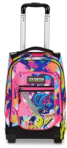 Mitama Trolley Scuola DR Junior MUSIC STICKER, Rosa, Con Mega Scomparto e Doppia Maniglia, Scuola Elementare e Media, Trolley Tempo Libero, Bambina e Ragazza
