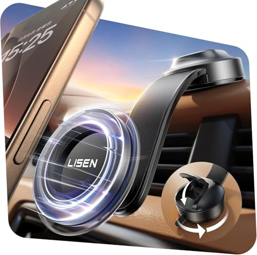 LISEN Supporto per cellulare auto Magsafe – [pieghevole a 360° ] Supporto cellulare auto