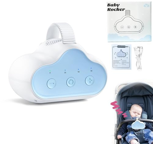 Dondolo per passeggino, Passeggino Rocker ricaricabile, per bambini, con timer, 3 intensità regolabili, altalena silenziosa, universale, per passeggino e passeggino