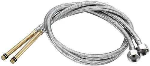 dvegGEE Kurzer Schlauch, Edelstahl-Nylon-Geflechtschlauch, Silikon-Sanitär, hitzebeständig, Wasserhahn, Waschbecken, Küche, Badezimmer, G1/2, 2 Stück(Specification: 50 cm)
