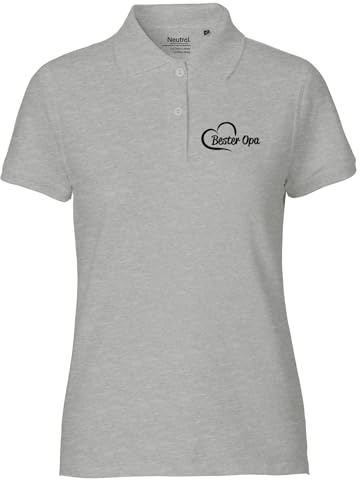 Huuraa Damen Polo Shirt Bester Opa Herz M Sport Grey Bio Baumwolle Fairtrade Poloshirt Geschenkidee