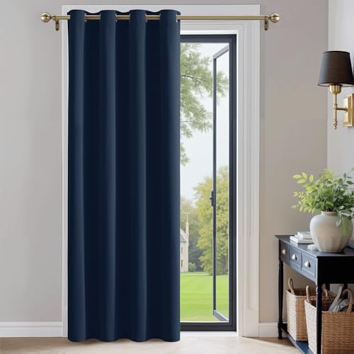 PONY DANCE Verdunkelunggardine Dunkelblau Thermovorhang Blickdicht | Hitzeschutz, Sichtschutz, UV-Schutz, 1 Stück H220 x B140 cm, Ösenschal, für Schlafzimmer, Wohnzimmer, Abdunkelnd