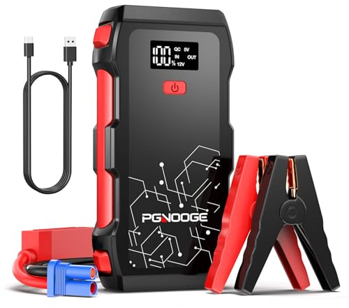 PGNOOGE 3000A 22800mAh Starthilfe Powerbank für PKW | Autobatterie Starthilfe für bis zu 8,5L Benzin und 6,5L Dieselmotoren, Starter Powerbank with Taschenlampe, LED Display