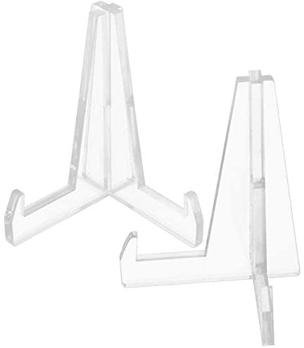 OSOLADY 2Pcs Transparent Acrylic Plate Display Racks for Tea Cup Saucer Storage Elegant Showcase Holders for Kitchen Dining Room Home Organization