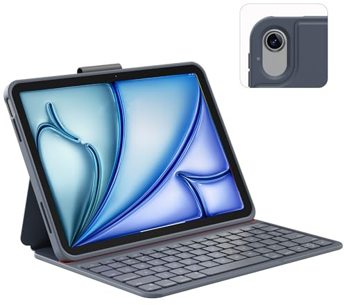 Case with Keyboard Compatible for iPad Air 11-inch/Air 5th 4th Generation: Wireless Magnetic Stand Rechargeable Keyboard with Pencil Holder for Air 11 M3/M2 (2025/2024), Air 5/Air 4 Grey