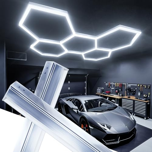 Epfweits Hexagon LED Garage Light, Pack of 25 30000 lm Aluminium Alloy, Super Bright, Car Detailing Ceiling LED Charging Light for Warehouse, Workshop, Gym, Basement, Car Care, Washroom