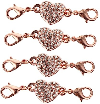 Schmuckverschluss in Knopfform mit Strass für Halskette und Armband | Legierung, Leicht zu Montieren und Lösen, 4 Stück, für Schmuck Selber Machen Zufälliger Stil