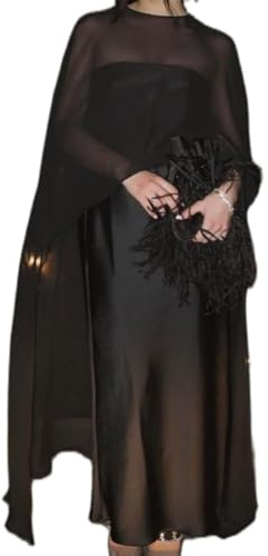 Nicoxijia Scialle da donna in chiffon, mantello a rete trasparente, poncho top fluido, mantelle per abito da sera, feste di nozze, mantelle coprono
