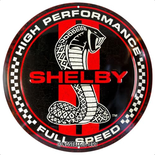 Nostalgic-Art Retro Blechschild, Ø 35 cm, Shelby – Full Speed Cobra Snake | Original Shelby Lizenzprodukt (OLP), aus Metall, Vintage Design, Blechschilder Sprüche, Geschenk-Idee für Shelby-Fans