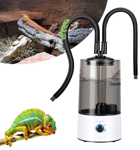 Reptilien Luftbefeuchter, 4L Nebelgerät für Terrarien mit Ausziehbarem DoppelläUfig Dreistufige Sprühgrößeneinstellung Ultraleiser Zerstäuber mit Trockenlaufschutz für Reptilien Amphibien