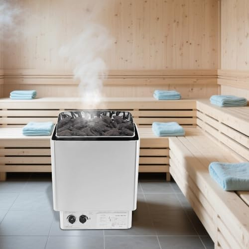 Saunaofen 9kw Edelstahl Saunaheizung mit 0-180 min Timer, 0-110 °C, Steuerung für 9 m³, Sauna Ofen für Heimsaunen Kommerzielle Hotel Spa