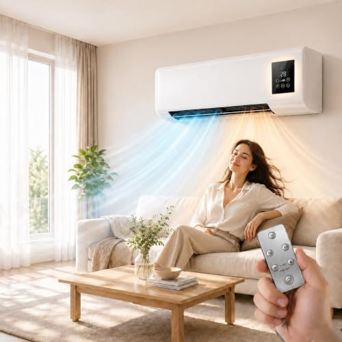 Climatiseur Portable Mural 2 en 1 Chaud Froid, Sans Perçage