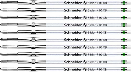 Schneider 171004 Slider 710 Ballpoint Pen Refill ViscoGlide Technology Line Width XB Pack of 10 Green