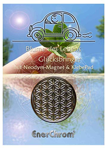 EnerChrom Blume des Lebens Glücksbringer Auto, Farbe BiColor 3,5cm - 1 Stück - Gute Fahrt Plakette Magnet Zettelhalter