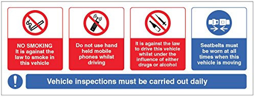 Caledonia Signs 23669S Sign, Vehicle Sticker, No Smoking, Mobiles, Drink/Drugs