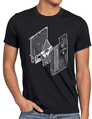 style3 Adventure of Link Herren T-Shirt Classic Gamer SNES 8-Bit, Größe:L, Farbe:Schwarz