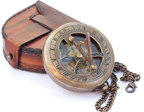 Vintage-Kompass, Euphoria, Kompass, Box|-Compass|Compass für Hiking|Compass Outdoor|Vintage, in Leder Antik-Sonnenuhr, Kompass in-Navigation Kompass Maritim