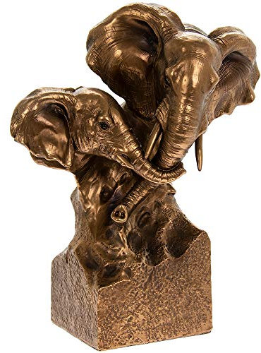 The Leonardo Collection Reflections - Elephant and Calf Bust - Bronzed effect