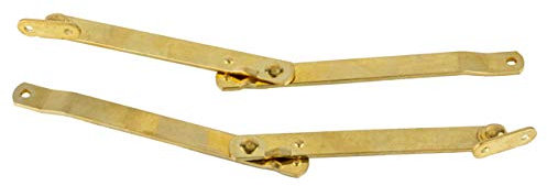 Heavy Duty Brass Plated Lid Stay | Lid Support Hinges for Drop Front Desk, Trunk, Chest | M-108