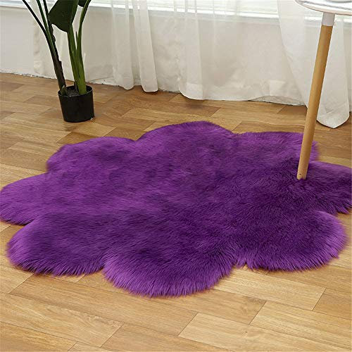 Faux Lammfell Schaffell Teppich Lammfellimitat Teppich Longhair Fell Optik Nachahmung Wolle Bettvorleger Wohnzimmer Schlafzimmer Sofa Matte (Violett)