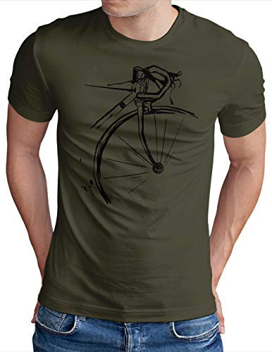 OM3® Bicycle Fahrrad T-Shirt - Herren - Vintage Radsport Radfahrer - Oliv-SW, L