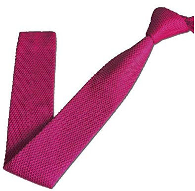 Corbata de punto estrecha fucsia, color fucsia.