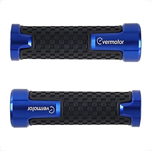 Evermotor Handgriffe Universal Motorrad Lenkergriffe Griffe-22 mm (7/8) 24mm (1) Hochwertige Anti-Rutsch Motorradgriffe für Roller Mopeds Quad ATV hochwertige Gummi Griffe aus CNC Aluminium Blau