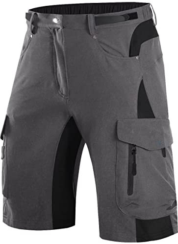 Wespornow Kurze Hosen Herren Cargo Shorts Herren mit 6 Taschen Arbeitshosen Männer Kurz Bermuda Wanderhose Fahrradhose Cargohose Chino Stretch Sommer Wandershorts MTB Hose (Dunkles Grau, M)