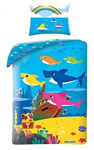 Halantex Baumwolle Bettwäsche 140x200 + 70x90 cm Baby Shark