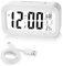 MOXTOYU Réveil numérique rechargeable, alimentation secteur avec luminosité réglable, affichage de la date et de la température 12/24 heures, fonction snooze pour chambre à coucher, maison, voyage,