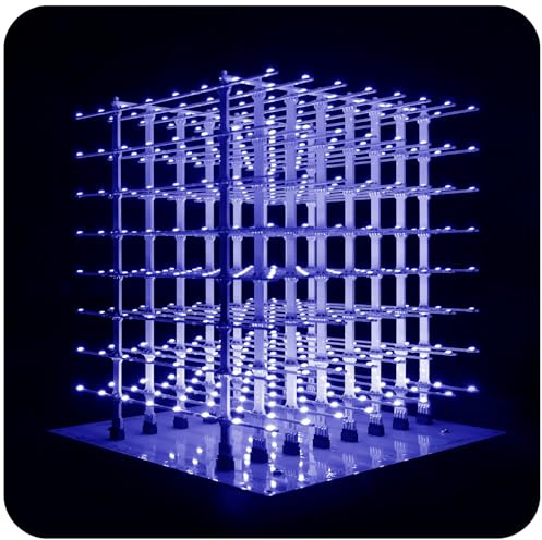 iCubeSmart 3D8P-Blue 3D-LED-Würfel-Set, LED Cube Bausatz DIY Kit LED Licht Cube DIY Elektronik 8x8x8 Wuerfel Bausatz (3D8P-BLUE)