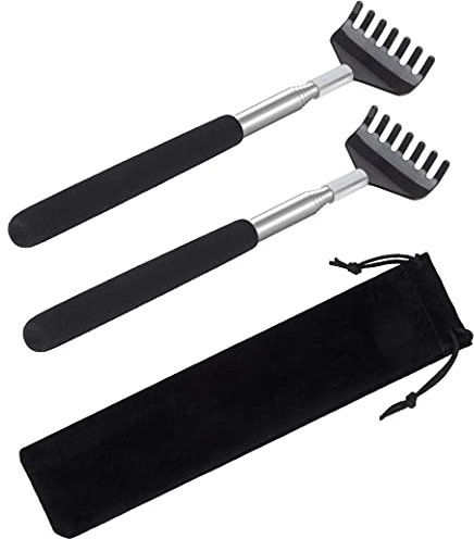 Rascador de Espalda Extensible Cabeza Back Scratcher Massager Acero Inoxidable Garra Metal Masajeador Corporal Alivio de la Picazón para Personas 2 Piezas